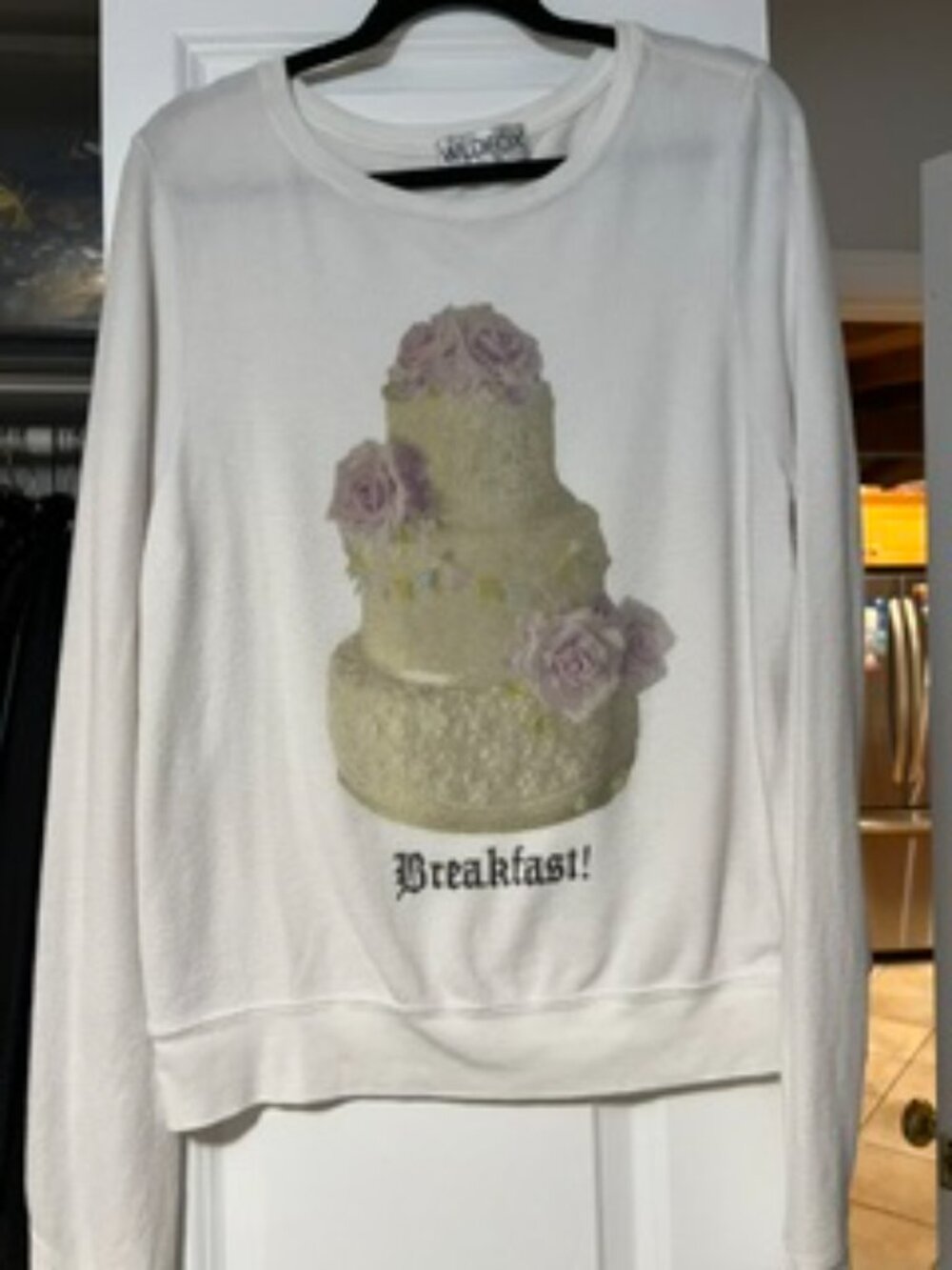 Wildfox White/Green "Breakfast" Long Sleeve Sweatshirt Size Large - Picture 6 of 6
